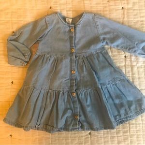 H&M Tiered Denim Long Sleeve Dress